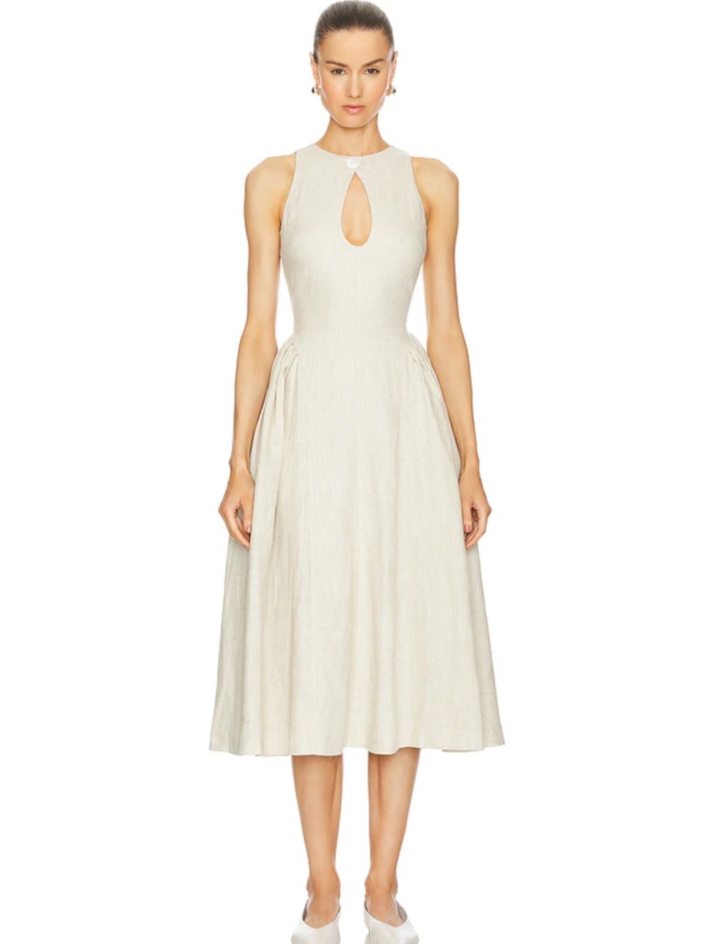 Revolve LPA Seina Midi Dress in Natural Linen - Hemmed